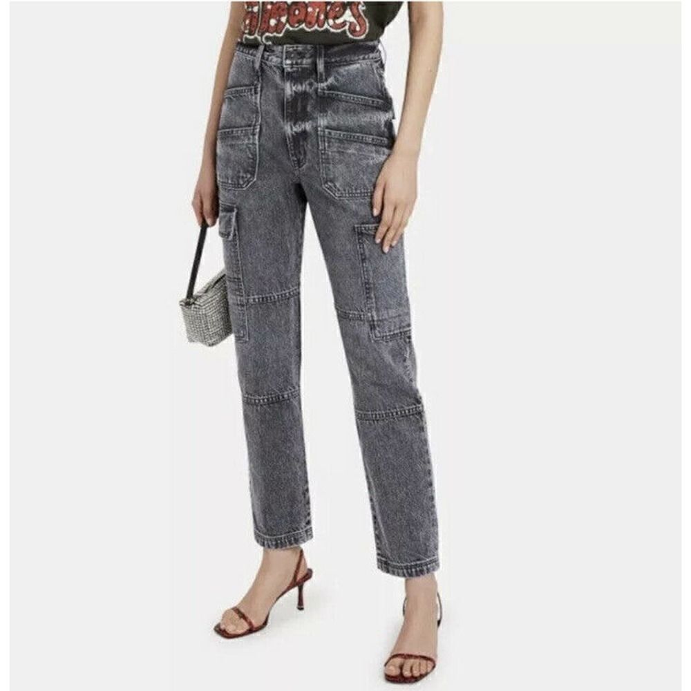 Slvrlake Savior Cargo Jeans Sz 26 / 28 Black High Waist Straight Leg Boyfriend